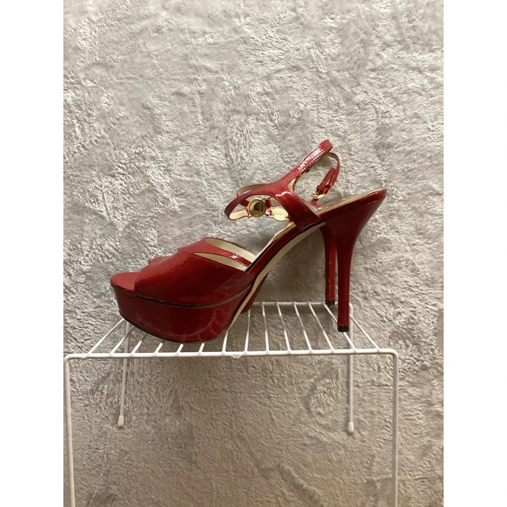 Michael Kors Red Patent Leather Platform High Heel Sandals Women's Size 9‎